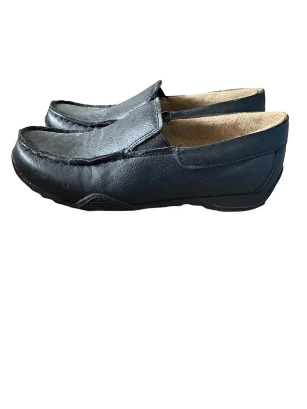 Boys Black Slip-On Leather Loafers Non Marking size 2